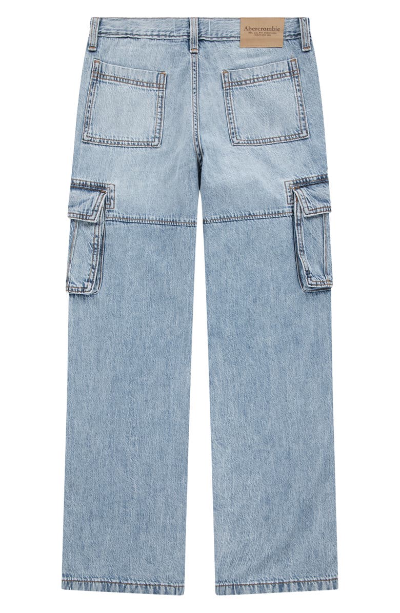 abercrombie kids Kids' Baggy Cargo Jeans, Alternate, color, Goat