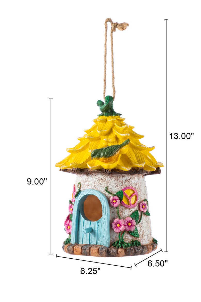 9"H Resin Colorful Roof Outdoor Garden Birdhouse, Alternate, color, Yellow