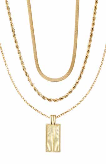 Adornia 18K Gold Plated Mixed Chain & Pendant Necklace Set