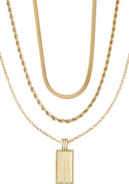 Adornia 18K Gold Plated Mixed Chain & Pendant Necklace Set