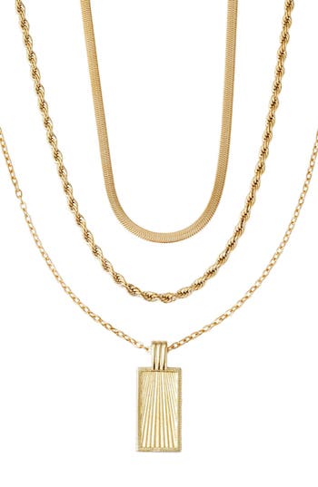 Adornia 18k Gold Plated Mixed Chain & Pendant Necklace Set In Gold
