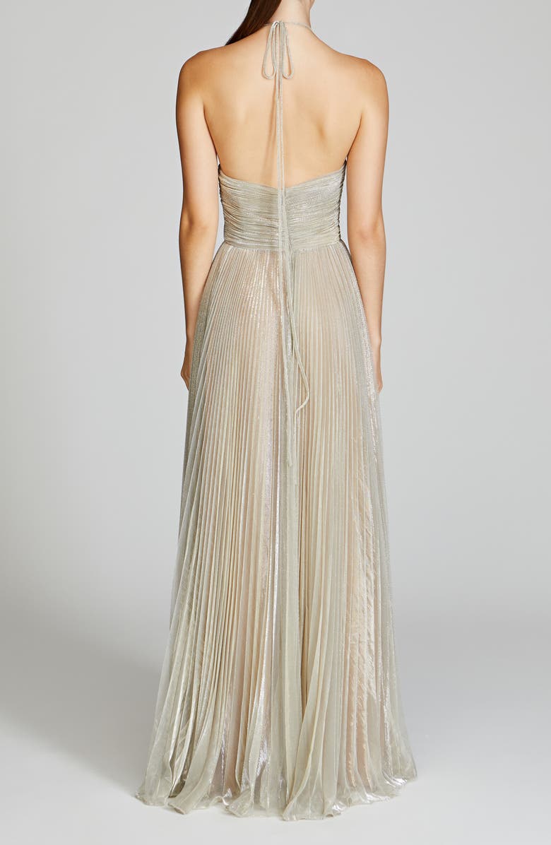 HALSTON Marisol Metallic Gown, Alternate, color, Pewter