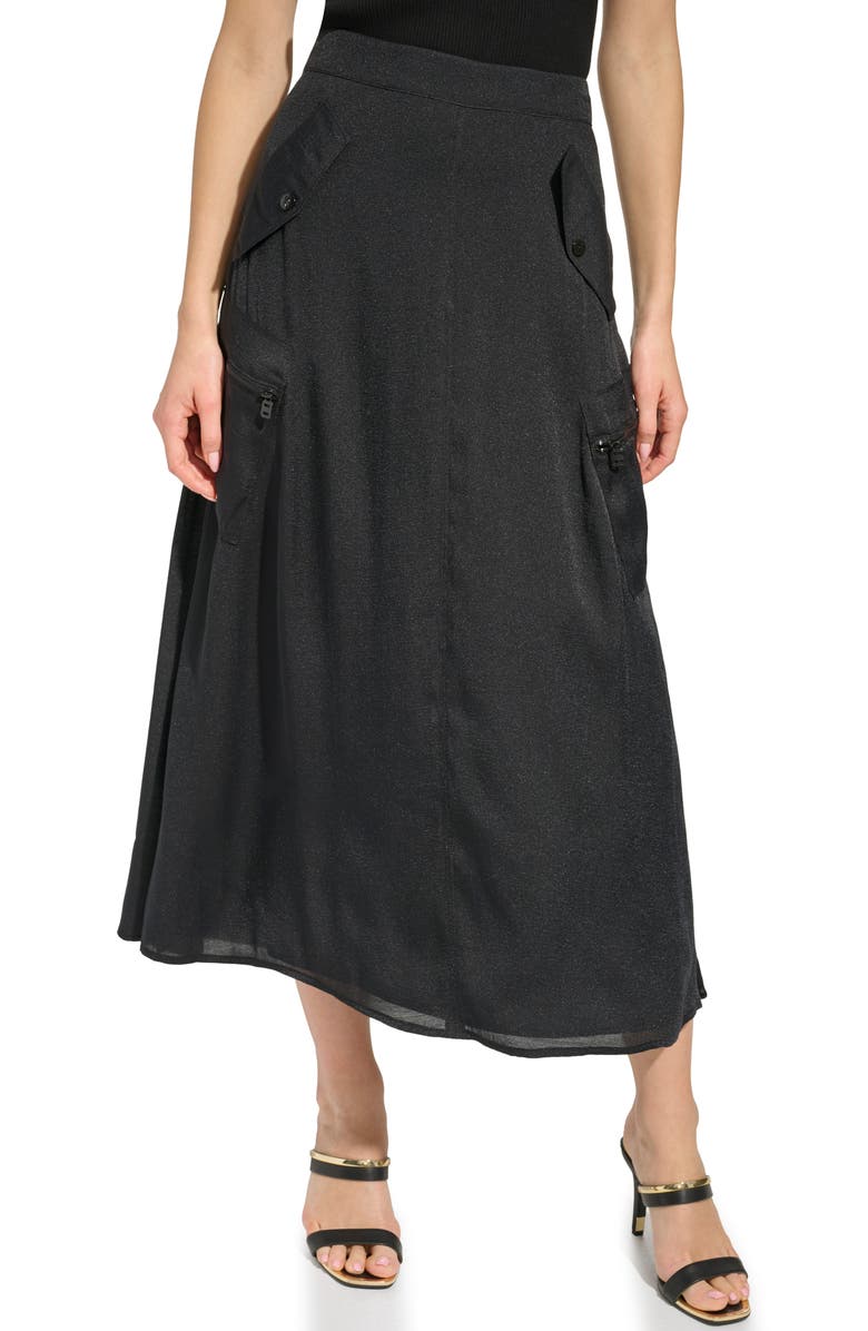 DKNY Organza Cargo Midi Skirt, Main, color, 