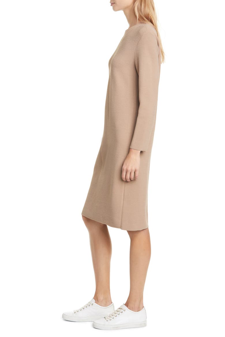Long Sleeve Ribbed Sweater Dress, Alternate, color, TAN