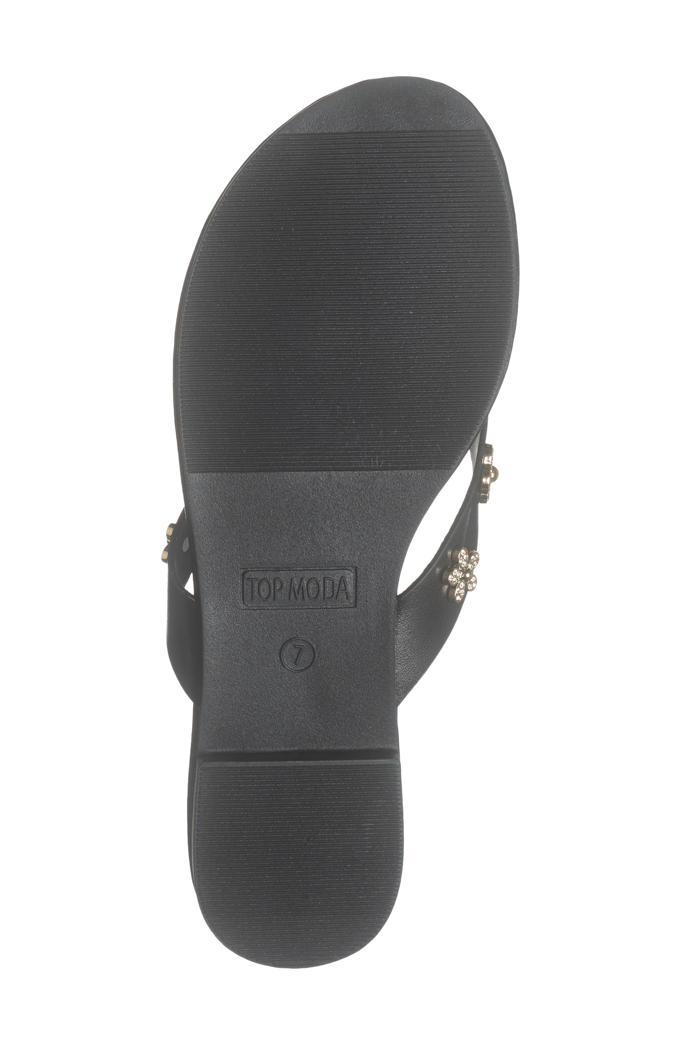 TOP MODA Bessie Embellished Flip Flop, Alternate, color, Black Pu
