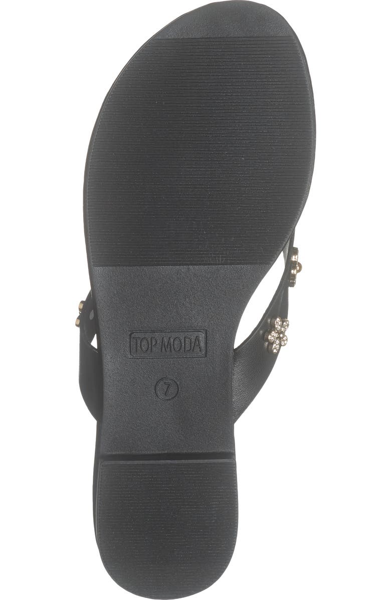 TOP MODA Bessie Embellished Flip Flop, Alternate, color, Black Pu