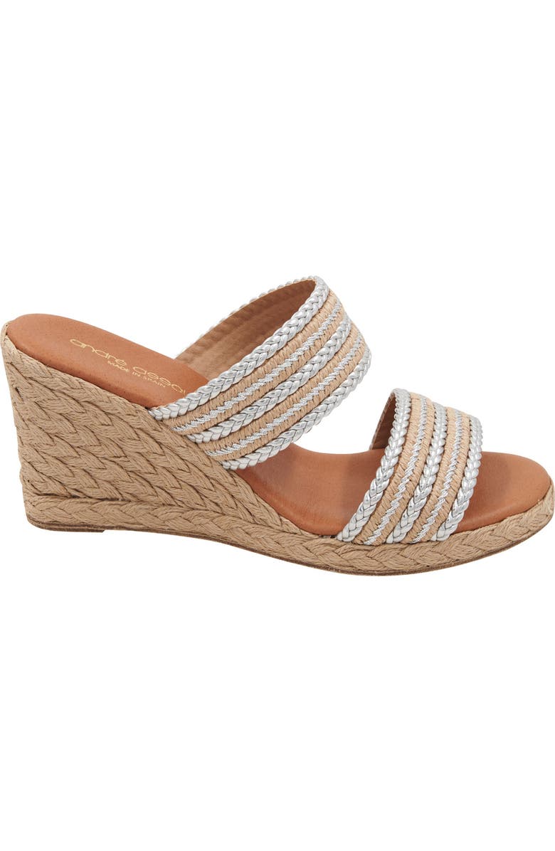 André Assous Nolita Wedge Slide Sandal, Alternate, color, Natural/ Silver