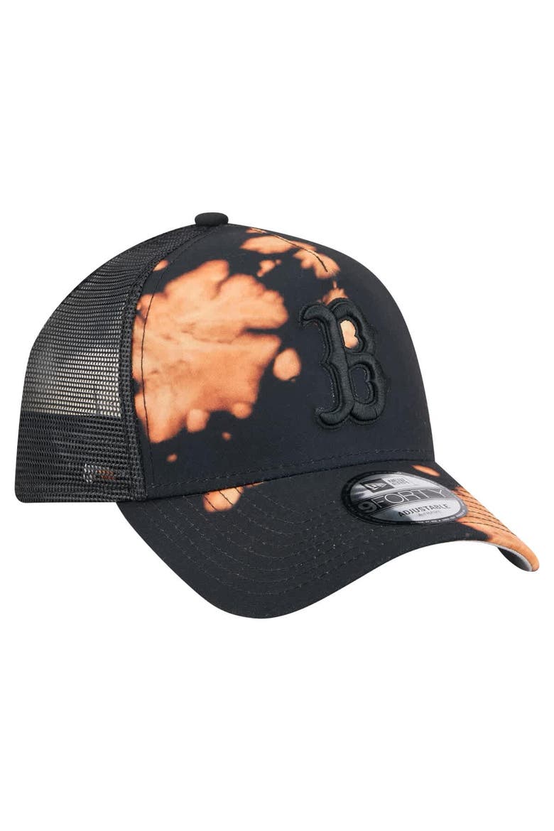 Men's New Era  Black Boston Red Sox Bleached A-Frame 9FORTY Adjustable Hat, Alternate, color, Black