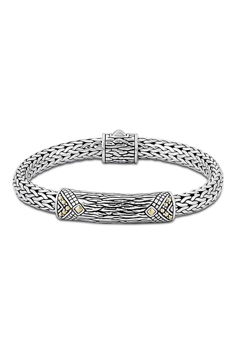 Woven Sterling Silver Bracelet, Main, color, SILVER AND GOLD
