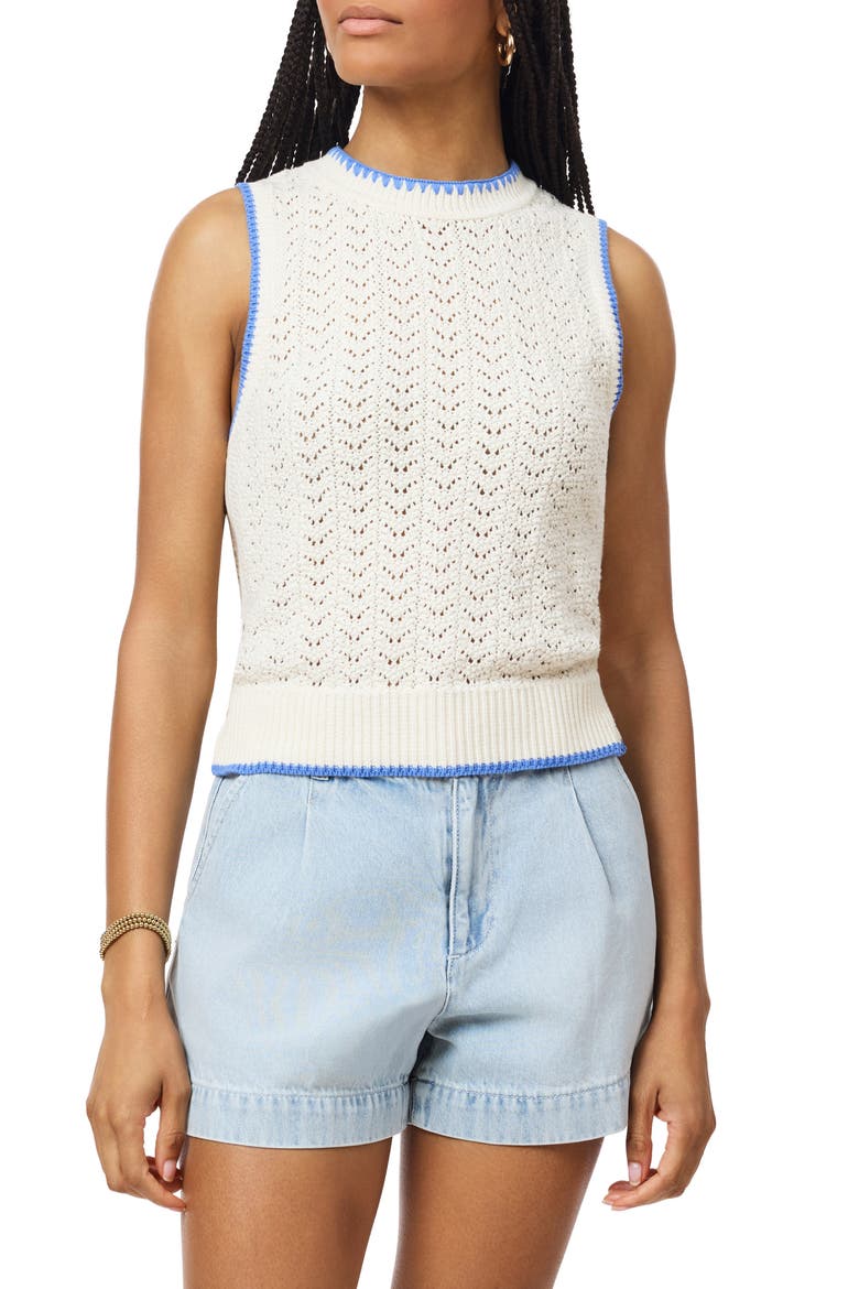 Pointelle Stitch Sweater Tank, Main, color, WHITECAP