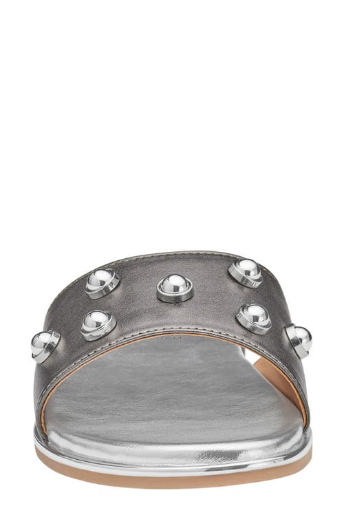Johnston & Murphy Shayla Embellished Slide Sandal In Pewter Metallic Sheepskin