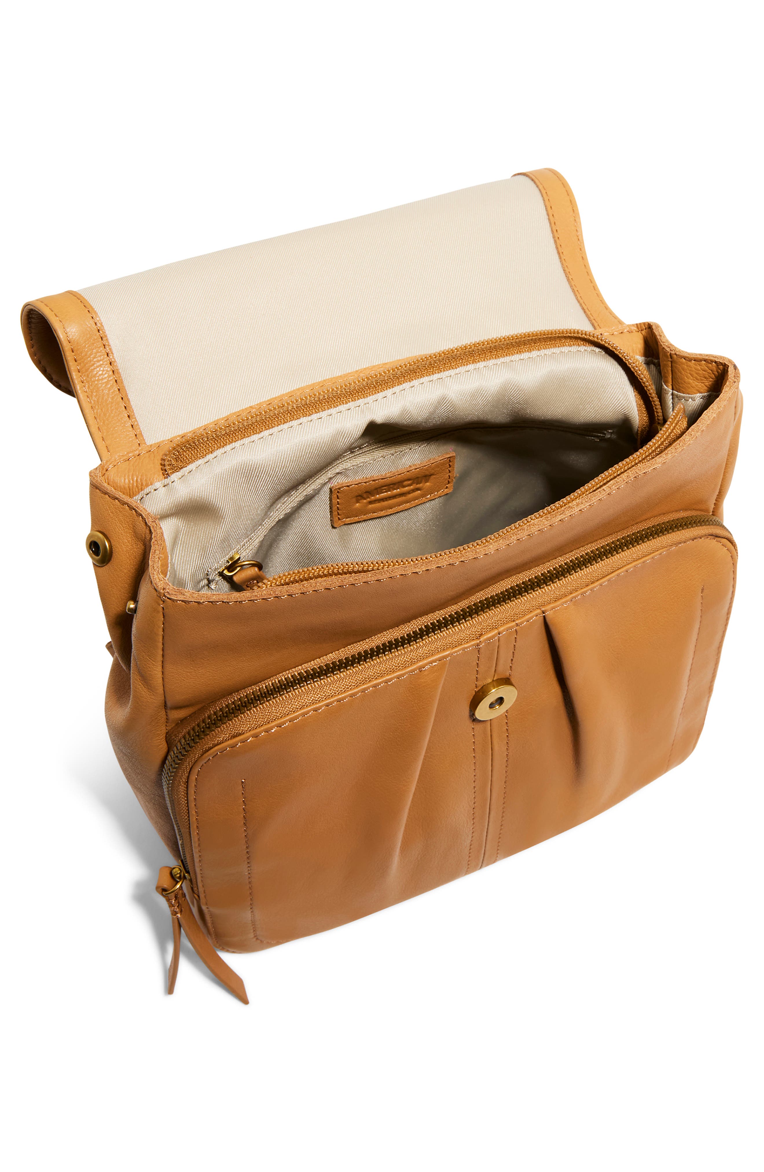 AMERICAN LEATHER CO. Marino Leather Backpack, Alternate, color, Cafe Latte