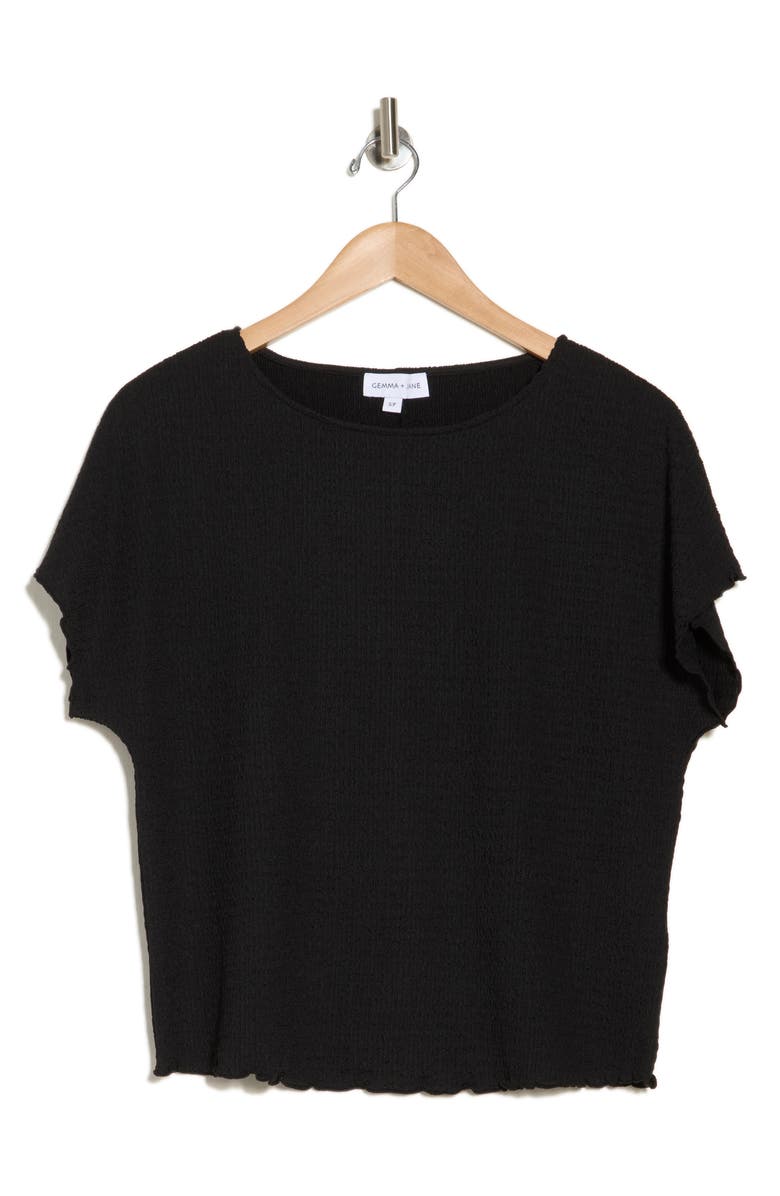 Gemma + Jane Dolman Sleeve Jacquard Top, Alternate, color, Black