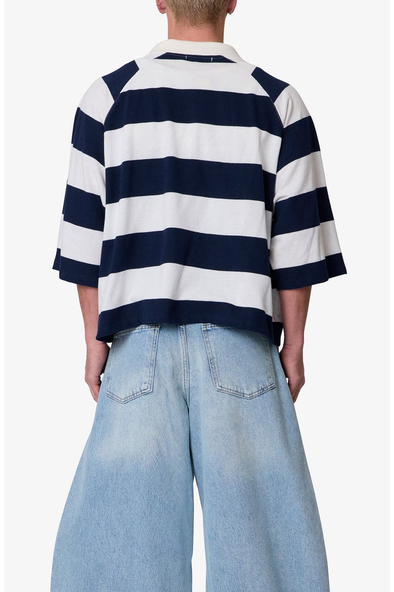 Wide Stripe Boxy Polo, Alternate, color, WHITE/ NAVY