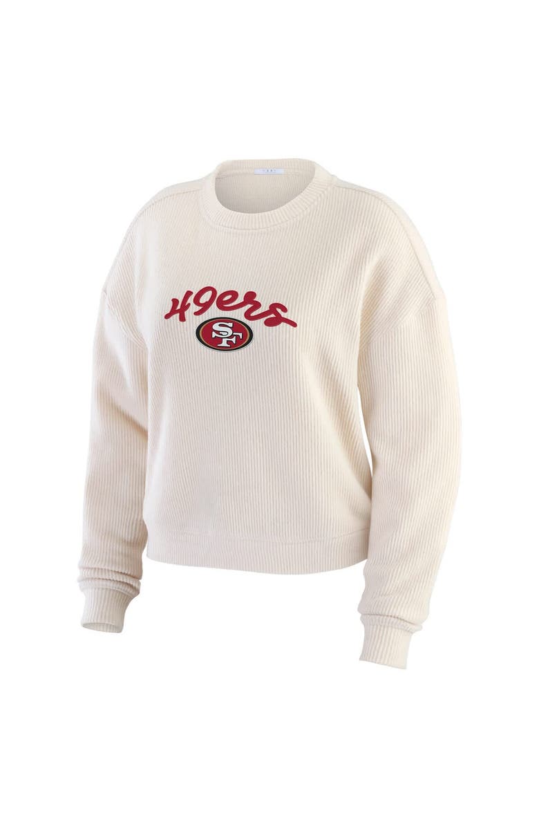 WEAR by Erin Andrews Women's WEAR by Erin Andrews  Oatmeal San Francisco 49ers Plus Size Rib-Knit Long Sleeve T-Shirt & Pants Lounge Set, Alternate, color, 