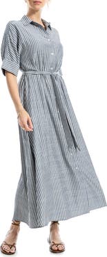 MAX STUDIO Stripe Short Sleeve Maxi Shirtdress