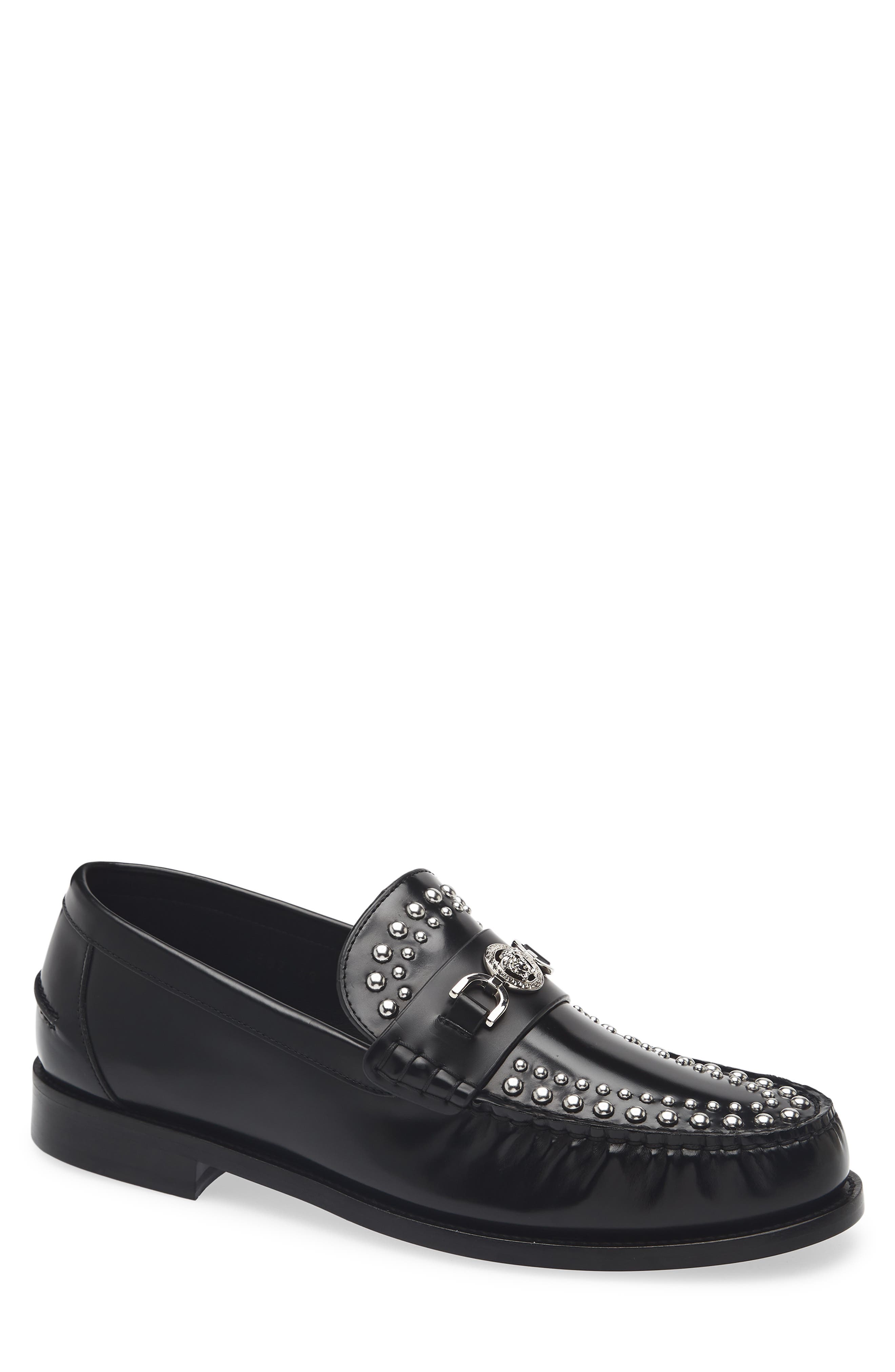 Versace Medusa '95 Studded Loafer, Main, color, Black-Palladium
