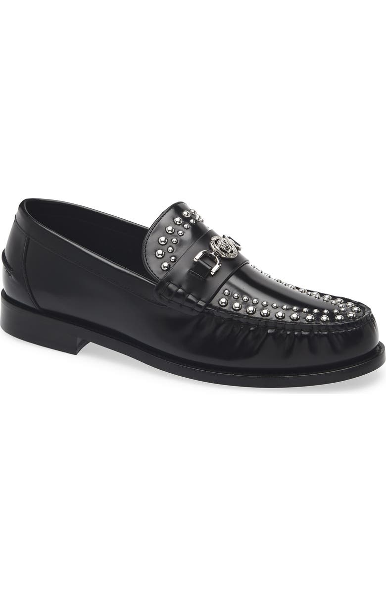 Versace Medusa '95 Studded Loafer, Main, color, Black-Palladium