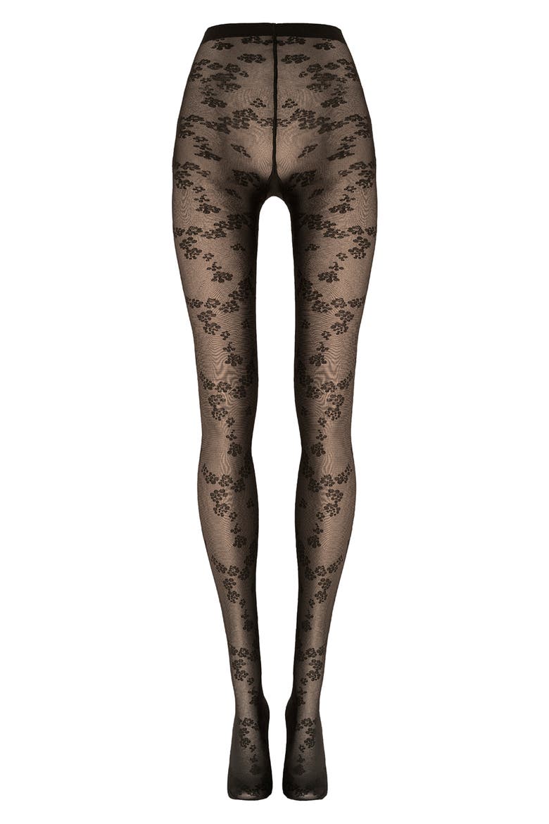 Floret Tights, Alternate, color, BLACK