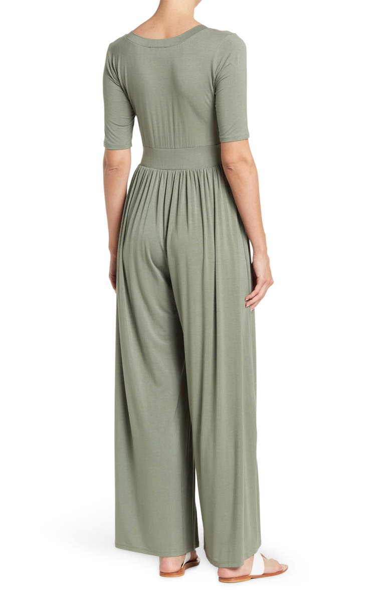 WEST K Elbow Sleeve Wide Leg Jumpsuit, Alternate, color, Lt Olive