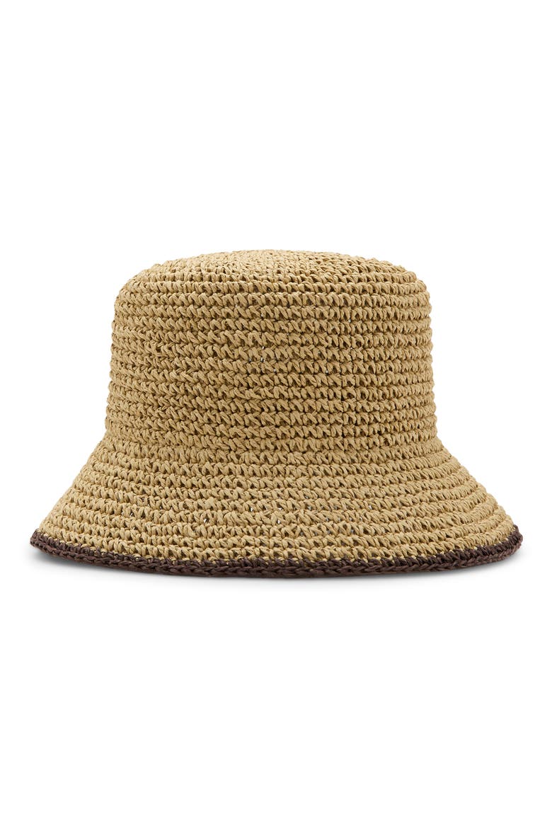Straw Bucket Hat, Main, color, CHOCOLATE