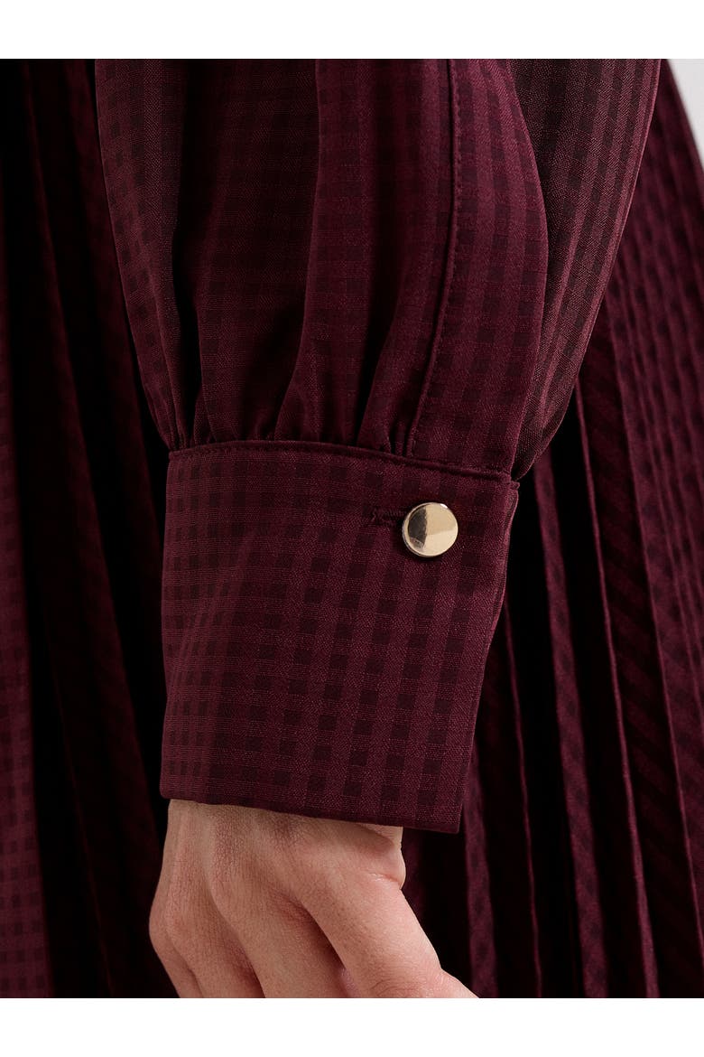 Ren Pleated Midi Shirt Dress, Alternate, color, Burgundy
