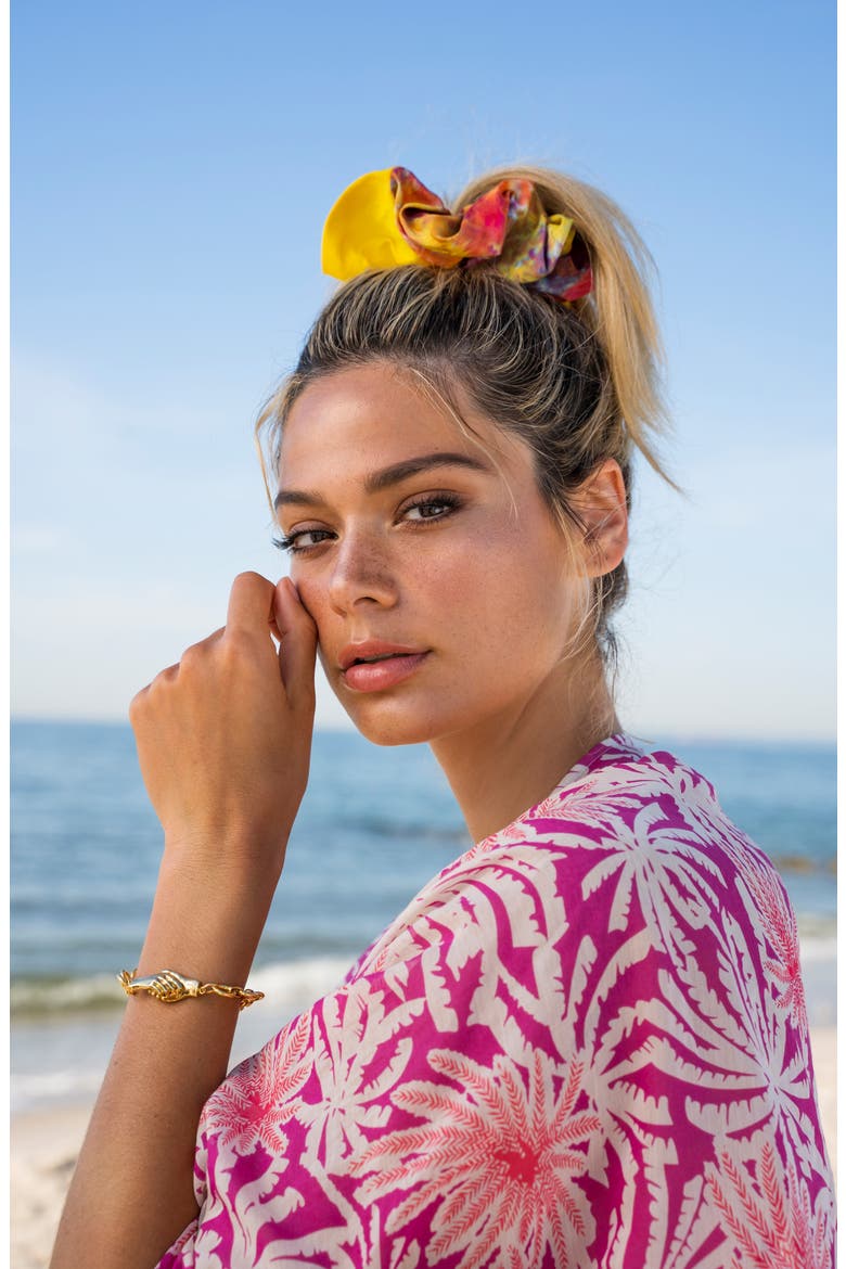 Paradise Colorblock Silk Scrunchie, Alternate, color, TIE-DYE