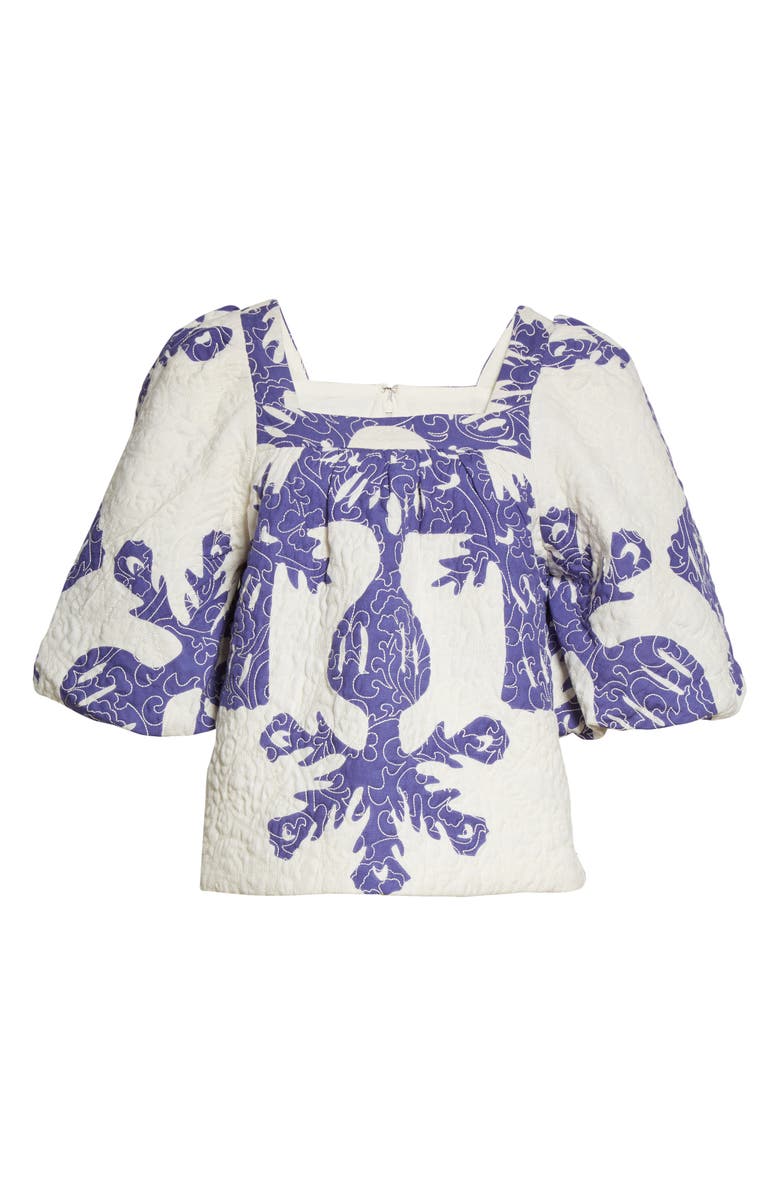 Sea Henrietta Print Puff Sleeve Top, Alternate, color, 