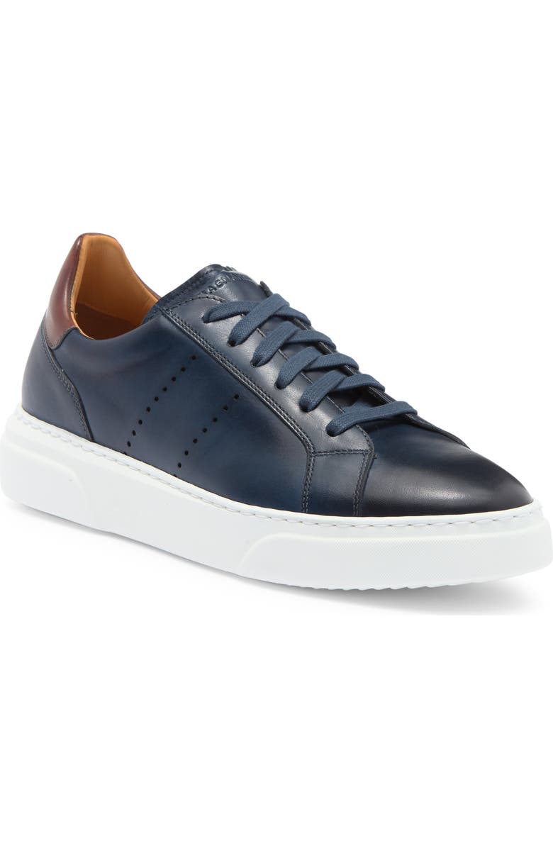 Magnanni Munro Leather Sneaker, Main, color, Navy