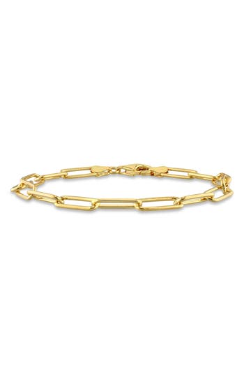 Delmar Polished Paper Clip Chain Bracelet In Gold