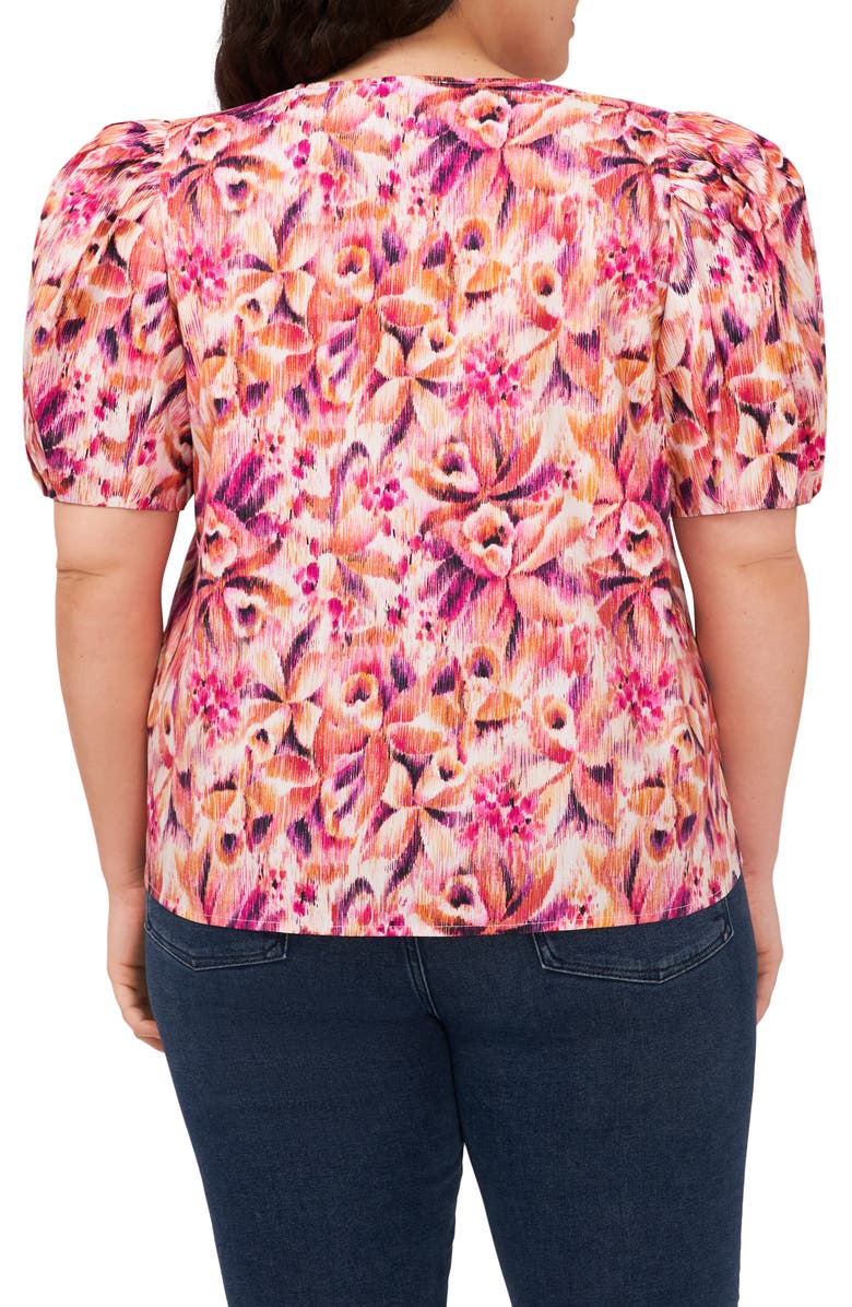 CeCe Puff Sleeve Cotton Top, Alternate, color, New Ivory Floral