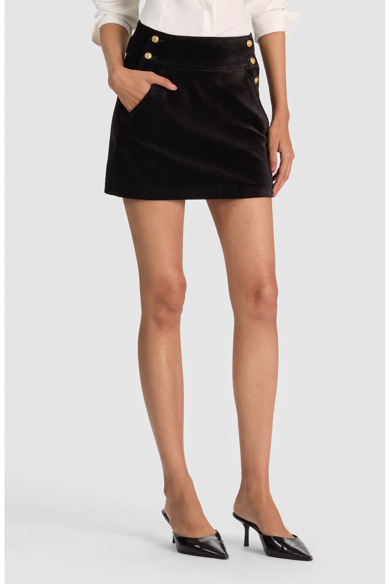 Donald High Waist Button Miniskirt, Alternate, color, BLACK