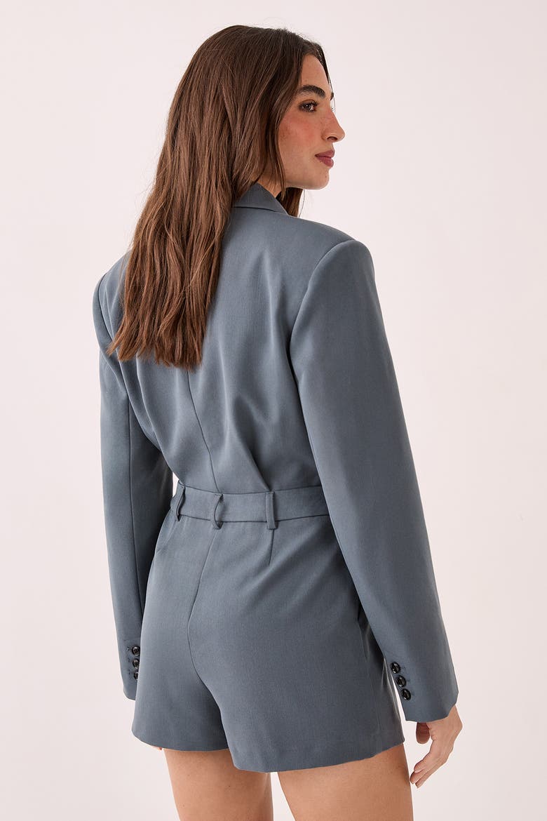 Tailored Button Detail Romper, Alternate, color, Grey