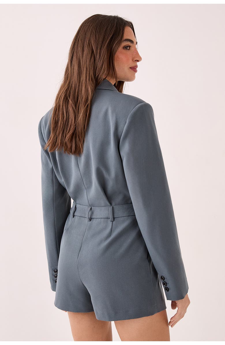 NASTY GAL Tailored Button Detail Romper, Alternate, color, Grey