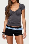 EDIKTED Arabel Gathered V-Neck Top