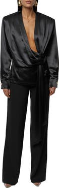 JLUXLABEL Statement Satin Drape Top