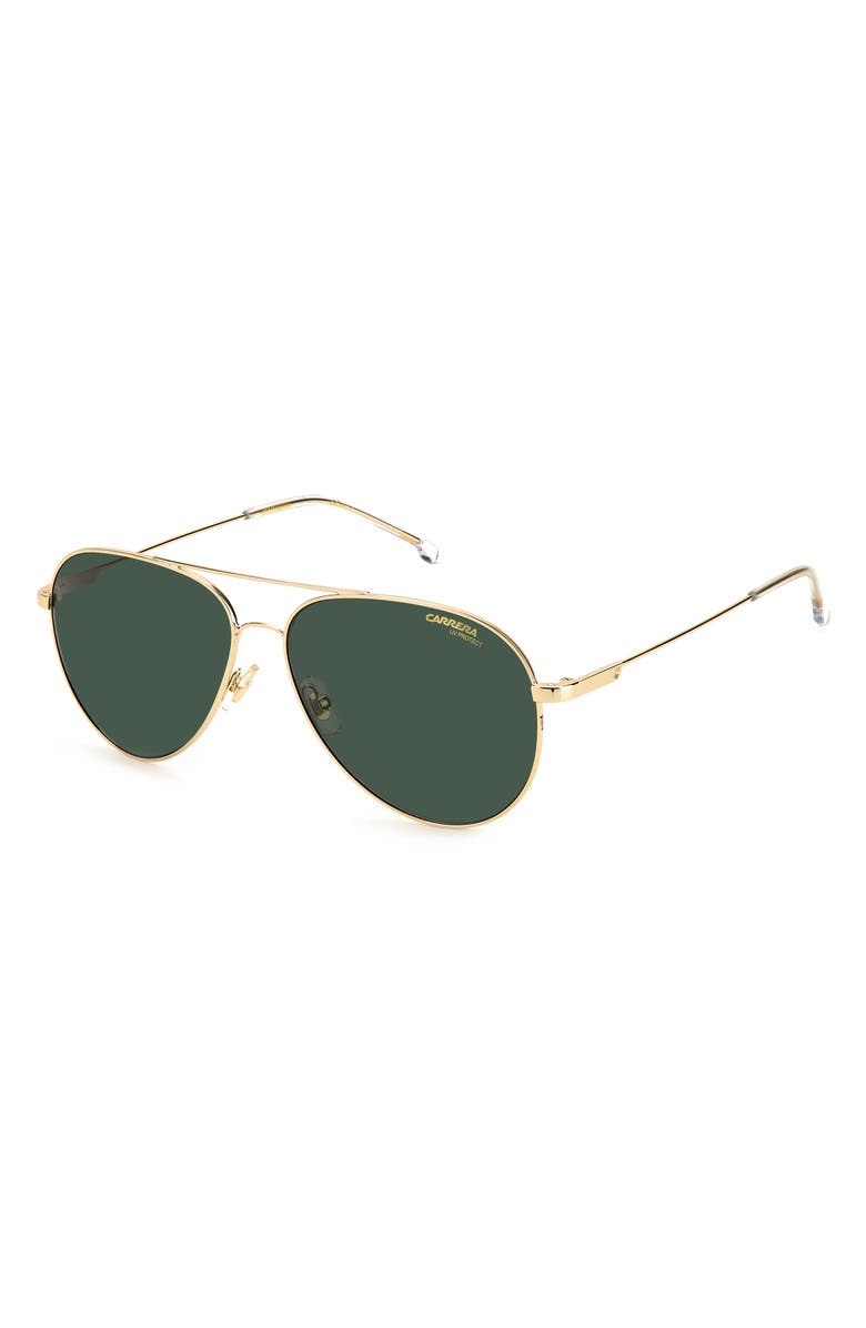 Carrera Eyewear 58mm Aviator Sunglasses, Alternate, color, Gold / Green