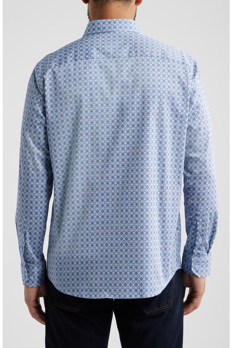 Logan Print Button-Up Shirt, Alternate, color, BLUE/ PINK FLORAL TILE