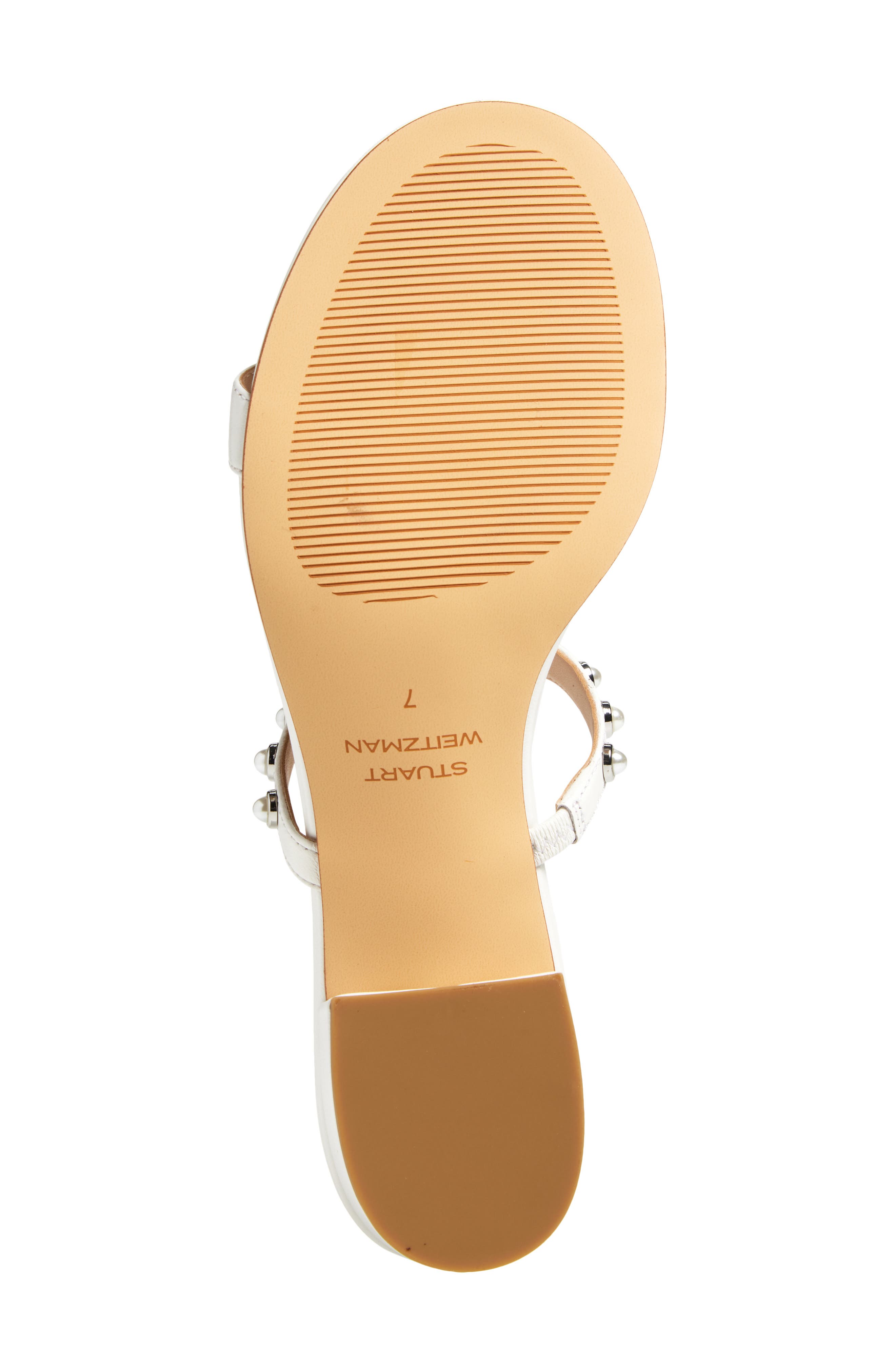 Stuart Weitzman Pearly Strap Block Slide 50 Sandal, Alternate, color, White