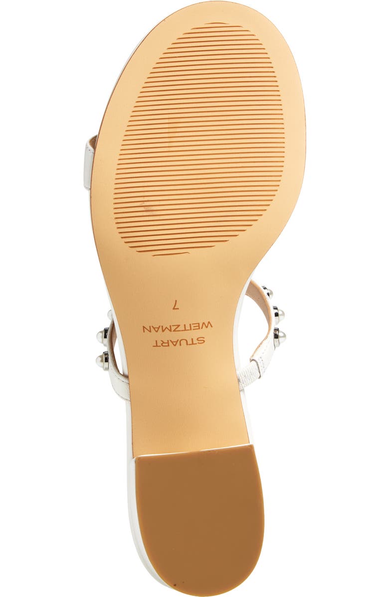 Stuart Weitzman Pearly Strap Block Slide 50 Sandal, Alternate, color, White