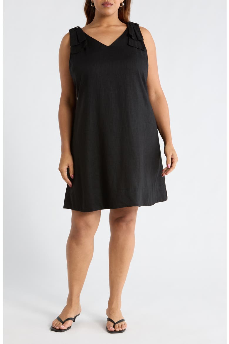 V-Neck Minidress, Main, color, RICH BLACK