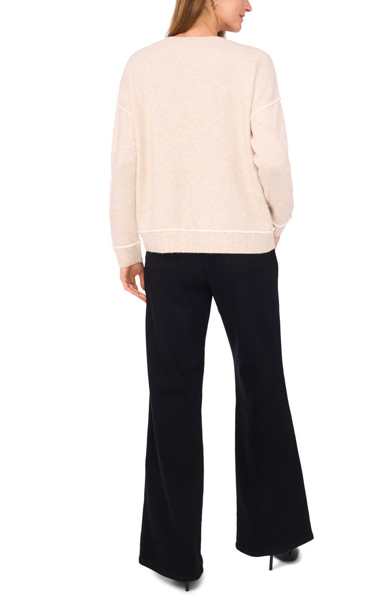 Vince Camuto Contrast Trim Crewneck Sweater, Alternate, color, Malted