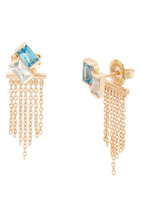 Deux Carré Topaz Fringe Drop Earrings