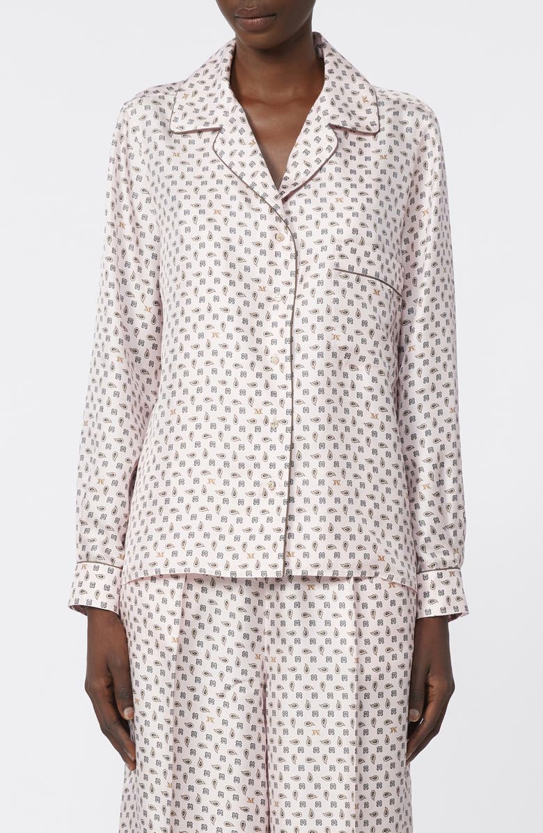 Max Mara Disco Monogram Paisley Pajama Shirt, Main, color, Pink