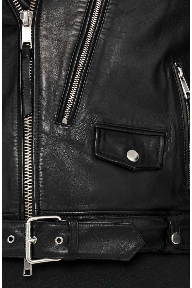 Neo Leather Biker Jacket, Alternate, color, BLACK