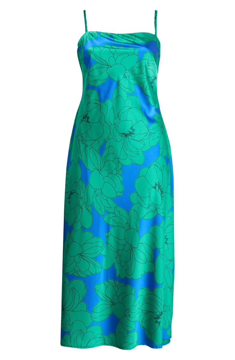 SUGARLIPS Morgany Floral Stretch Satin Maxi Dress, Alternate, color, Blue-Green