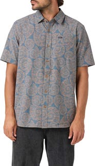 O'Neill Relaxed Fit Short Sleeve Performance Slub Button-Up Shirt