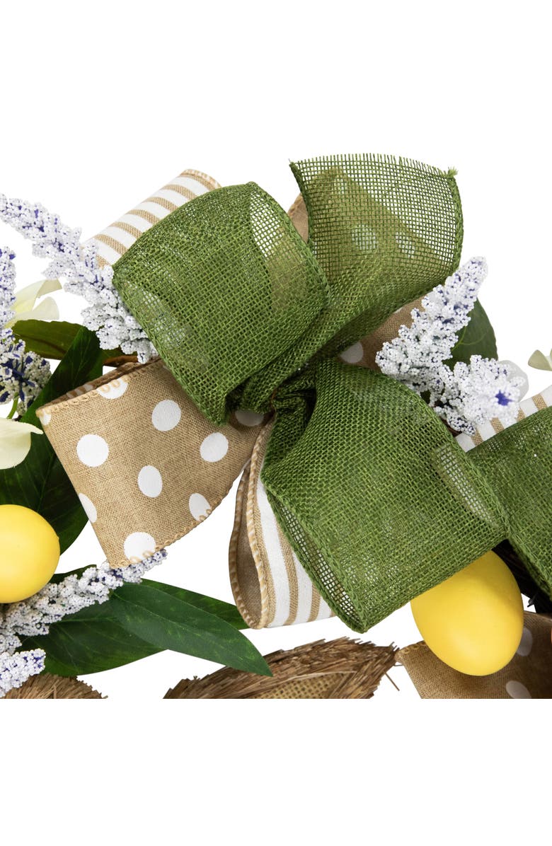 Northlight Bunny and Bows Floral Easter Wreath - 22" - Green and Beige - Unlit, Alternate, color, Brown