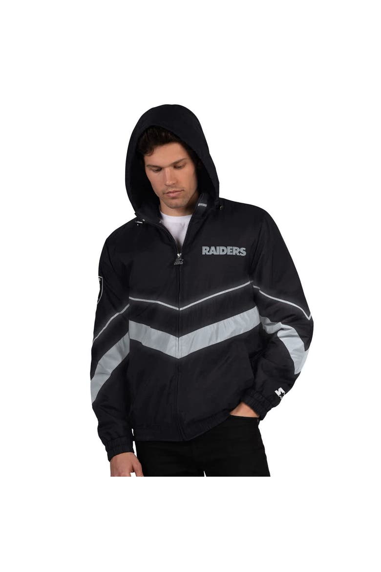 Men's Starter Black/Silver Las Vegas Raiders Thursday Night Gridiron Full-Zip Jacket, Main, color, Black