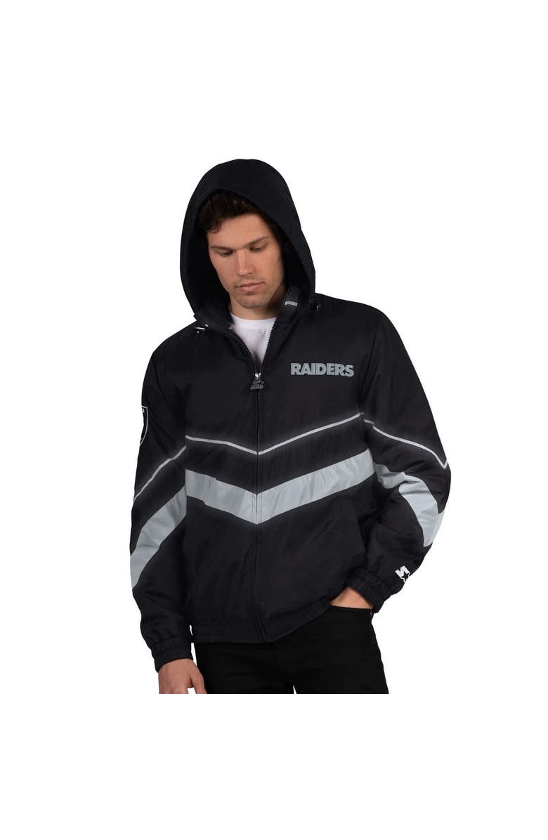 STARTER Men's Starter Black/Silver Las Vegas Raiders Thursday Night Gridiron Full-Zip Jacket, Main, color, Black